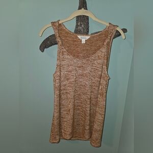 Market & Spruce Marled Rust-Brown Knit Tank with Braided Straps